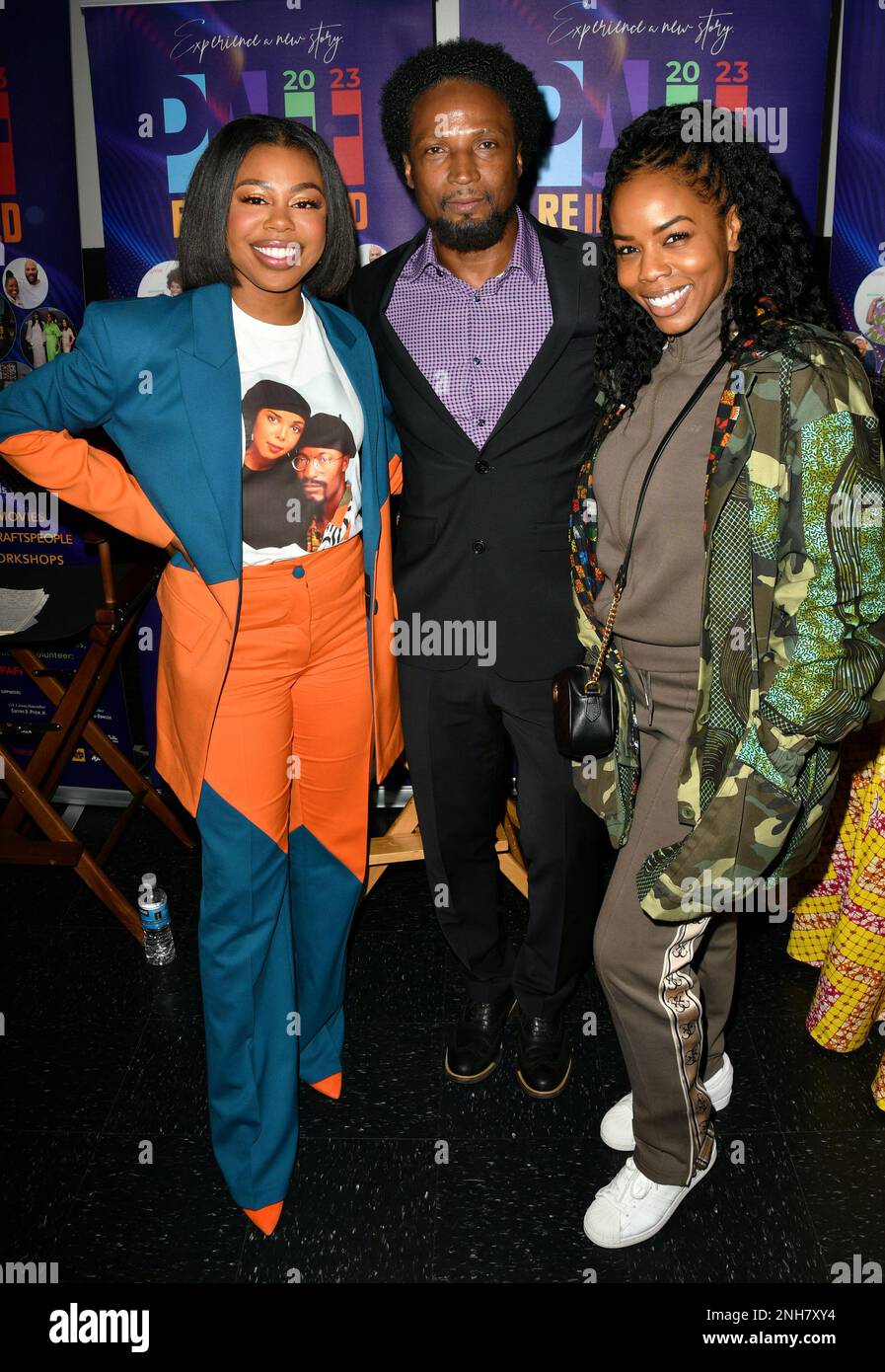 Los Angeles, Ca. 20. Februar 2023. Gail Bean, Elvis Nolasco, Brandee Evans besuchen das FXS The Legacy of John Singleton Panel beim Pan African Film & Arts Festival 2023, das am 20. Februar 2023 im Cinemark BHC & XD in Los Angeles, Kalifornien, endet. Kredit: Koi Sojer/Snap'n U Photos/Media Punch/Alamy Live News Stockfoto