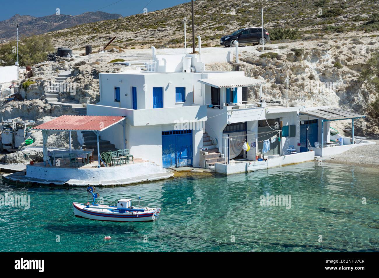 Das kleine Fischerdorf Mytakas, Milos Stockfoto