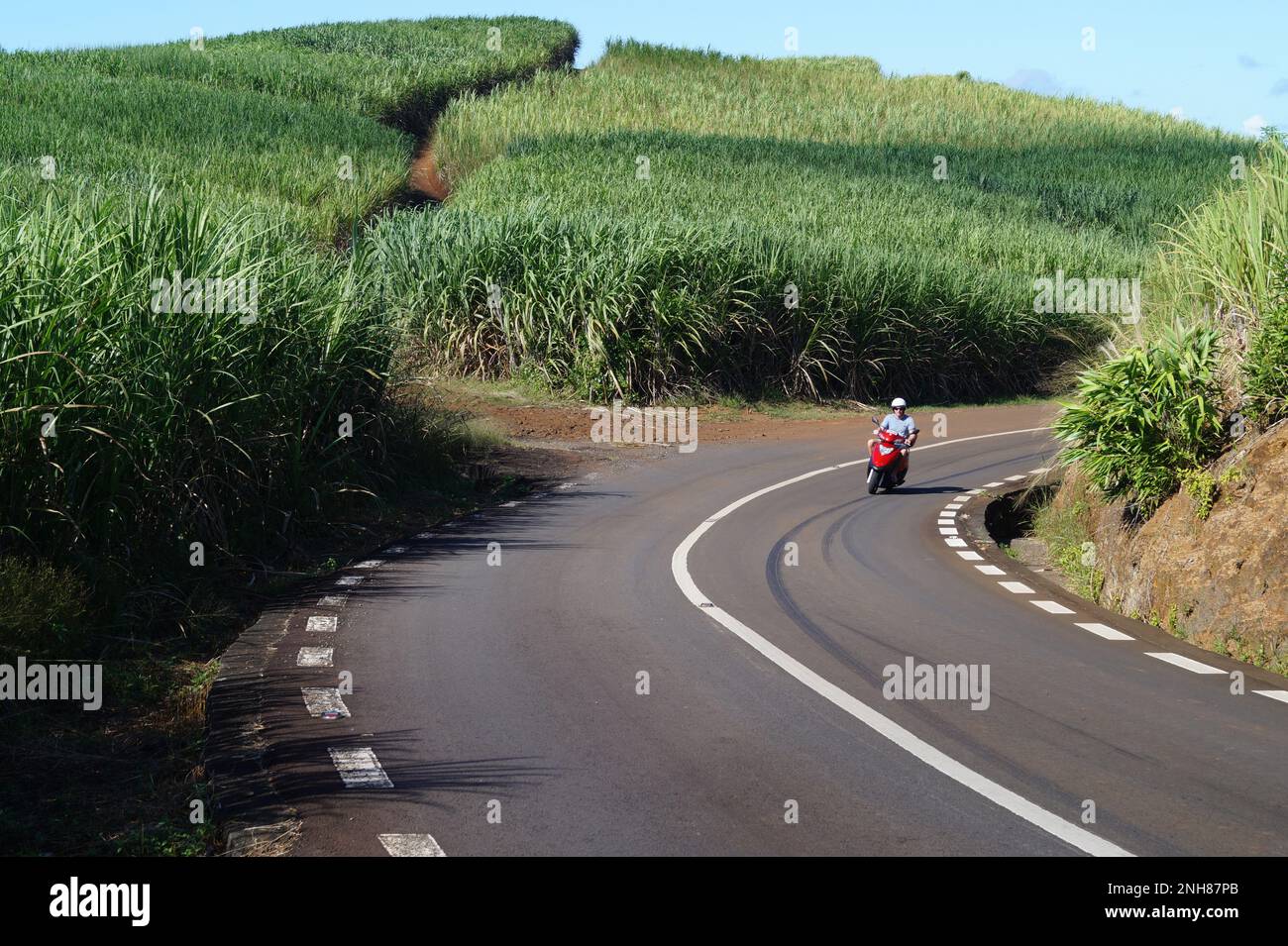 Roadtrip mit Roller Mauritius Stockfoto