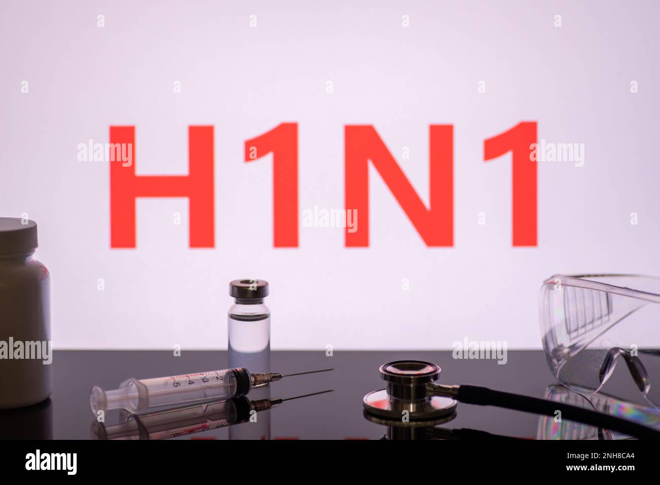 H1N1 Influenza-Virus,Medizinisches Gesundheitskonzept Stockfoto