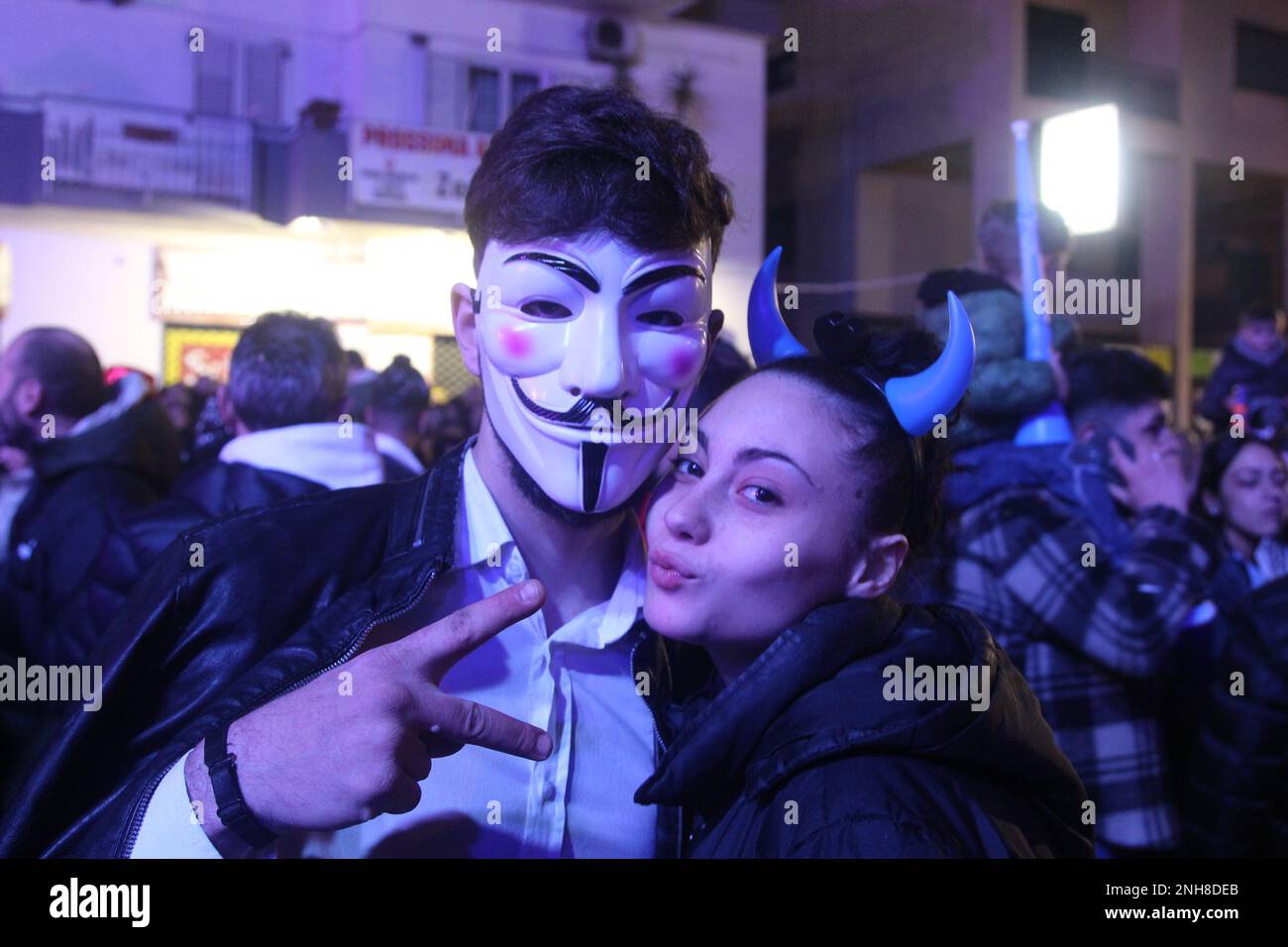 19. Februar 2023, Saviano, Kampanien/Neapel, Italien: Karneval der Provinz Saviano in Neapel. (Kreditbild: © Salvatore Esposito/Pacific Press via ZUMA Press Wire) NUR REDAKTIONELLE VERWENDUNG! Nicht für den kommerziellen GEBRAUCH! Stockfoto