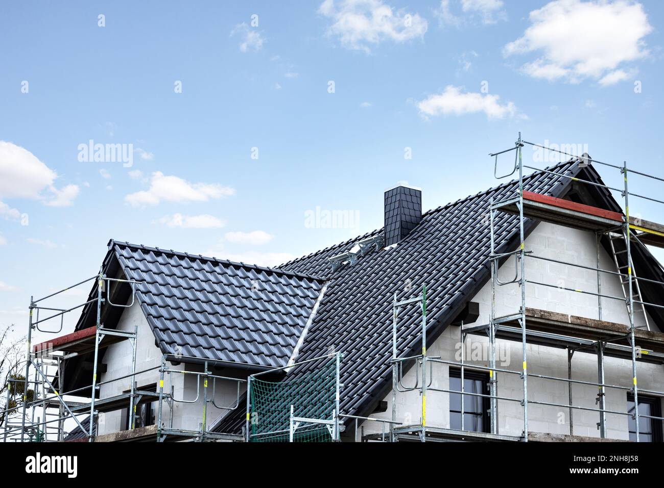 Dach eines Einfamilienhauses im Bau Stockfoto