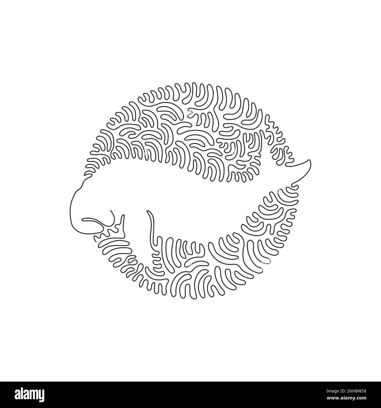 Eine einzige Strichzeichnung mit süßer Dugong-Abstrakt-Kunst. Durchgehende Linienzeichnung als Konstruktionsvektor Darstellung von Dugongs, die anfällig für das Aussterben sind Stock Vektor