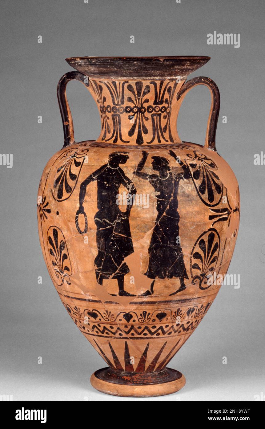 Neck-Amphora; zugeordnet zu Gruppe München 892 (etruskisch); Etrurie; 500-475 v. Chr.; Terrakotta; 47,5 cm. Stockfoto