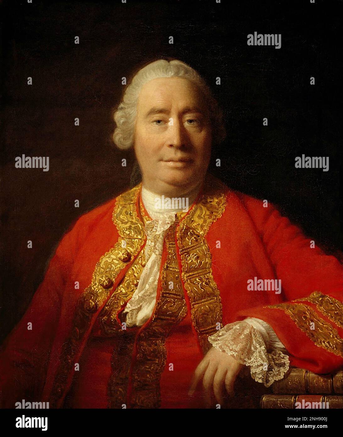 David Hume (1711-1776), schottischer Erleuchtungsphilosoph, Historiker und Ökonom, am besten bekannt für sein äußerst einflussreiches System des philosophischen Empiriismus, Skepsis und Naturalismus. Gemälde von Allan Ramsay (1713-1784), 1766. Stockfoto