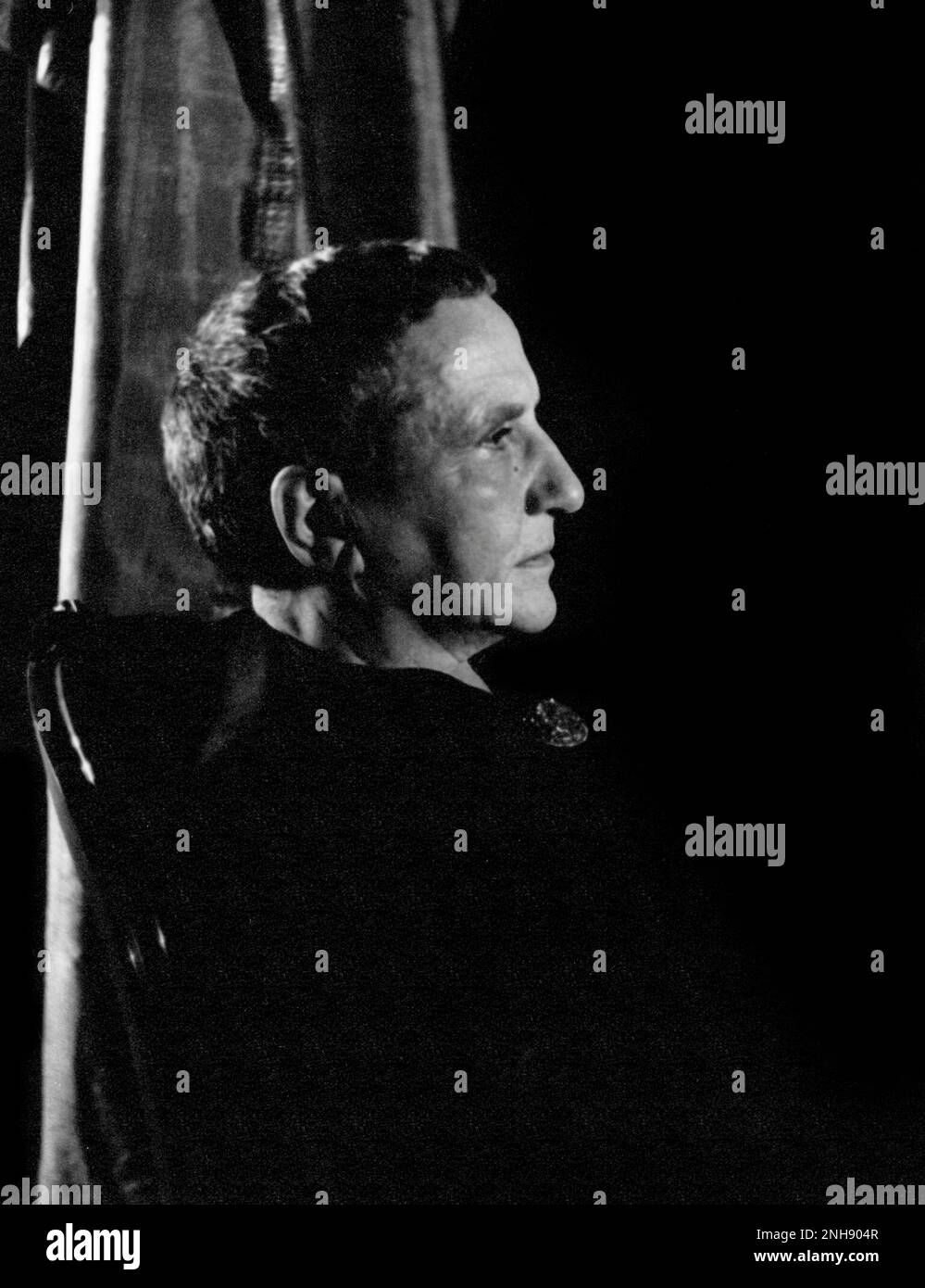Gertrude Stein (1874-1946), amerikanischer Schriftsteller, Dichter und Dramatiker. Fotografiert von Carl Van Vechten, 4. November 1934. Stockfoto