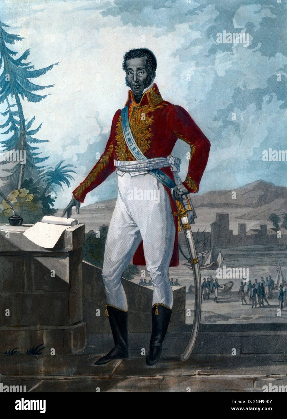 Aquatint Print von Jean-Pierre Boyer, (1776-1850) einer der Führer der haitianischen Revolution und Präsident von Haiti von 1818 bis 1843. Porträt von Pierre Martinet (1781-1815); Druck von Louis Fran√ßois Charon (1783-1839). Drucken von 1820. Stockfoto
