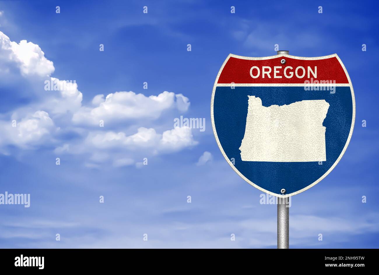 Karte des Bundesstaats Oregon - Verkehrsschild Stockfoto