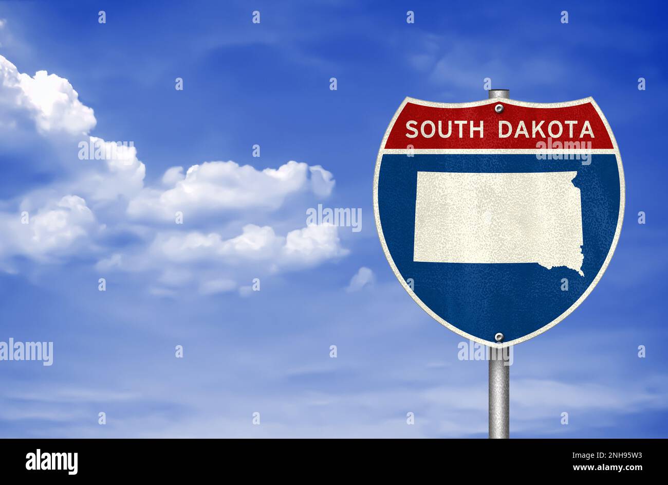 Karte des Bundesstaats South Dakota - Verkehrsschild Stockfoto