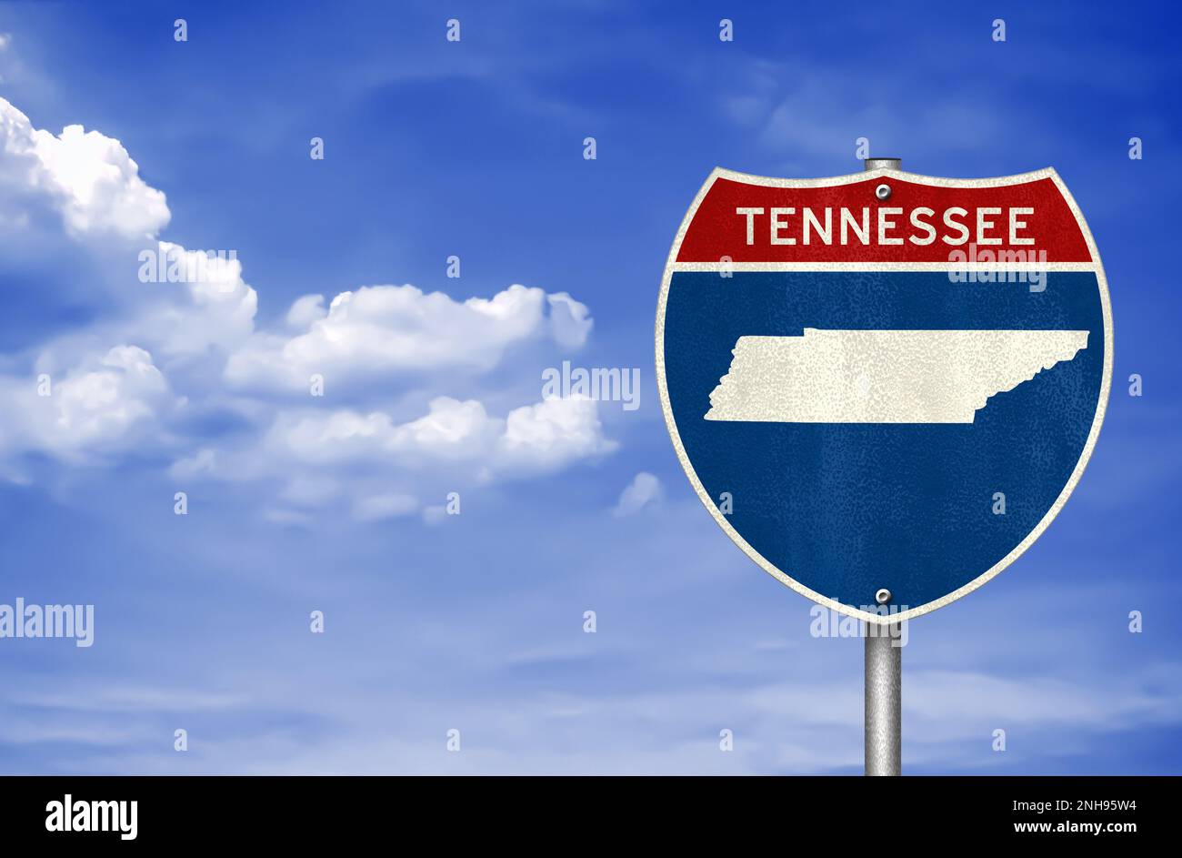 Karte des Bundesstaates Tennessee - Straßenschild Stockfoto