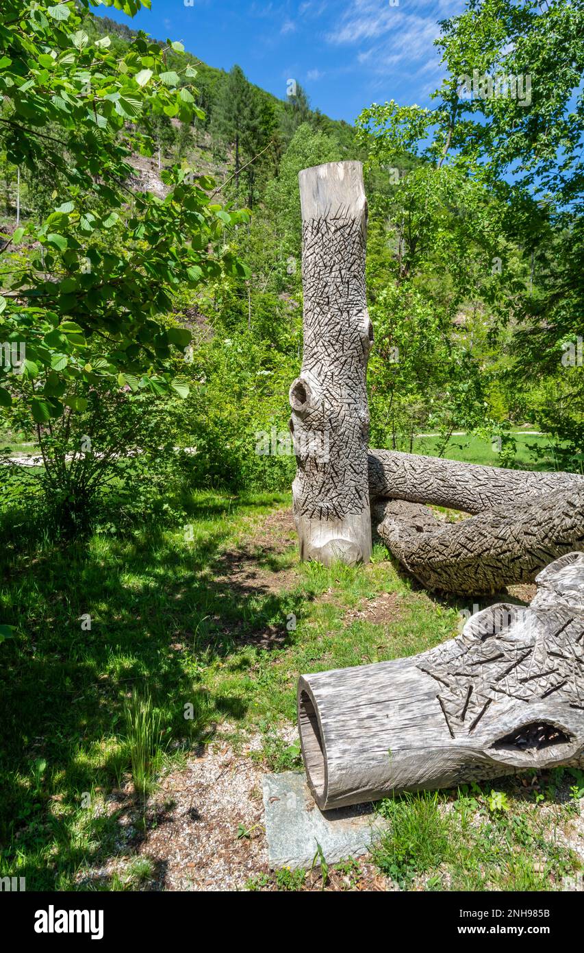 Arte Sella ist eine Ausstellung zeitgenössischer Kunst, die in den Wäldern des Sella-Tals, Borgo Valsugana - Trentino Alto Adige - Italien stattfindet Stockfoto