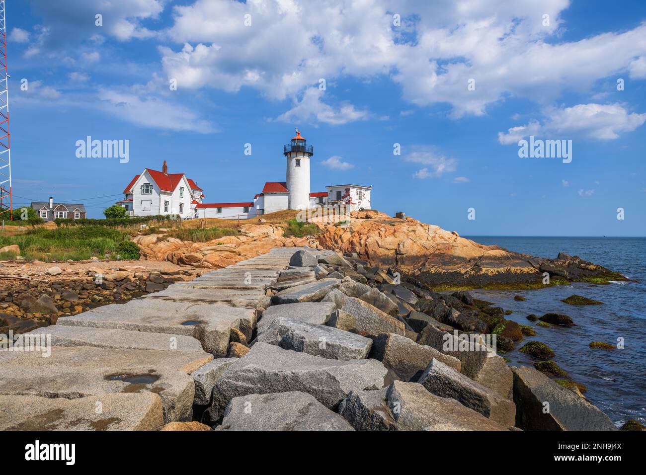 Gloucester, Massachusetts, USA, am Eastern Point Lighthouse. Stockfoto