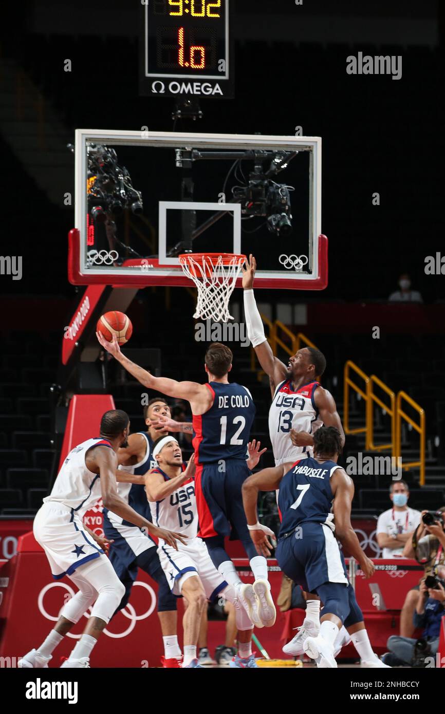 7. AUGUST 2021: Nando de Colo von Frankreich im Männer-Basketballfinale zwischen den USA und Frankreich bei den Olympischen Spielen 2020 in Tokio (Foto: Mickael Chavet/RX) Stockfoto