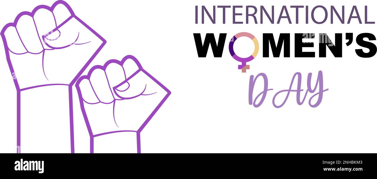 Banner-Poster zum Internationalen Frauentag. Die Bewegung für die Rechte der Frau. Feminismus-Aktivisten kämpfen für die Rechte der Frauen auf Freiheit, Unabhängigkeit und Equ Stock Vektor