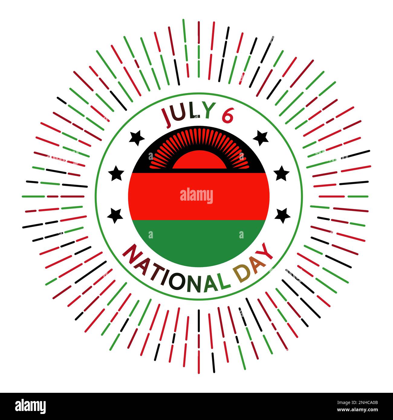 Malawi Nationalfeiertag. Unabhängigkeit vom Vereinigten Königreich im Jahr 1964. Am 6. Juli gefeiert. Stock Vektor