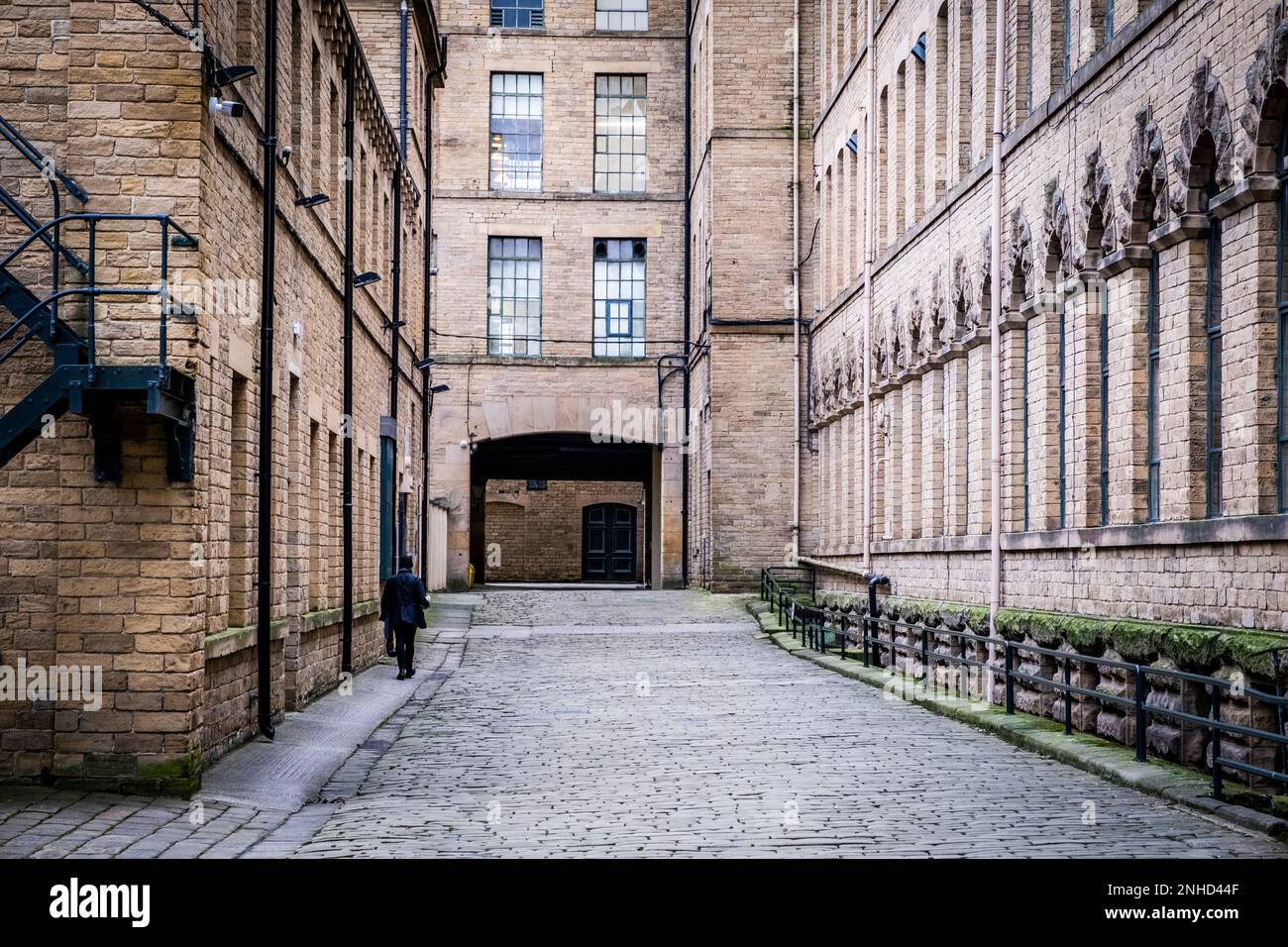 Salze Mill in Saltaire, Bradford, UK, einem UNESCO-Weltkulturerbe. Stockfoto