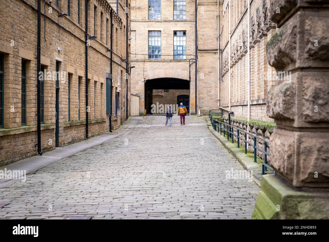 Salze Mill in Saltaire, Bradford, UK, einem UNESCO-Weltkulturerbe. Stockfoto