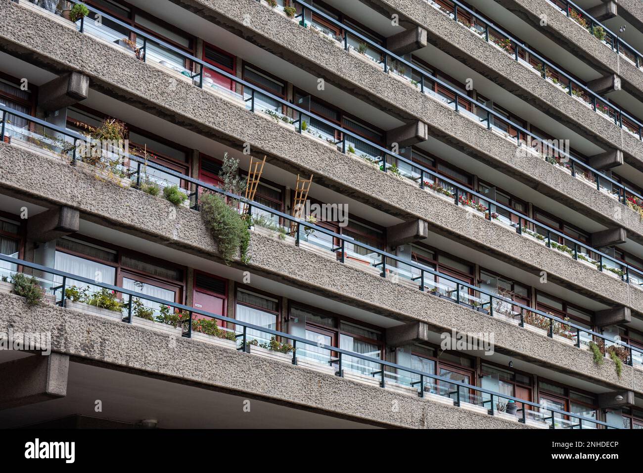 Brutalistische Architektur des Barbican Estate in London, England Stockfoto