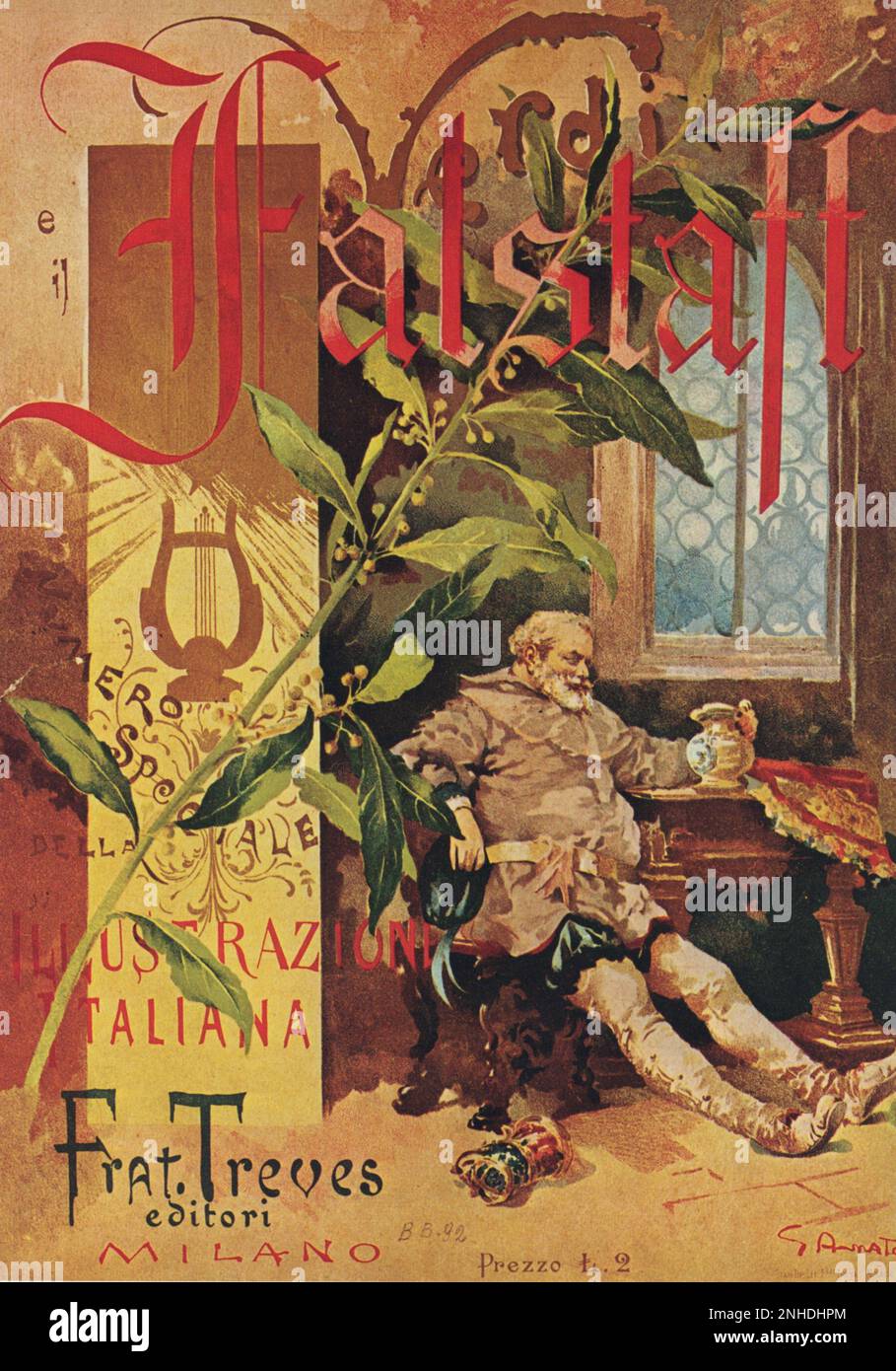 1893 : The FALSTAFF von Giuseppe Verdi bei ALLA SCALA THEATRE in Mailand , Titelseite der italienischen Fachzeitschrift L' ILLUSTRAZIONE ITALIANA - TEATRO - OPERA LIRICA - MUSICA CLASSICA - KLASSIK - MUSIK - ARCHITETTURA - ARCHITEKTUR - stampa - Copertina di rivista - Theater --- Archivio GBB Stockfoto