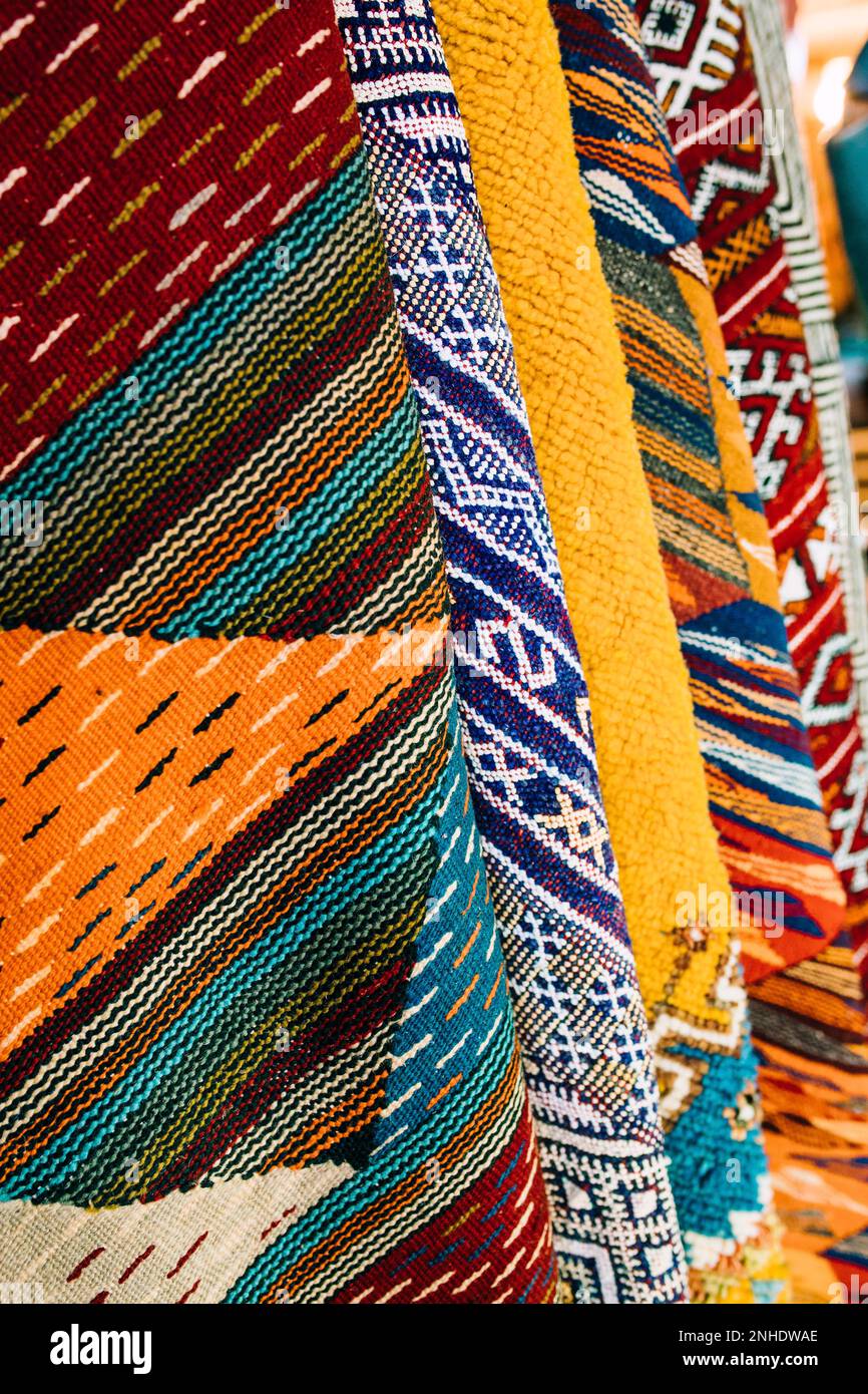 Teppichmarkt marokko. Hochauflösendes Foto Stockfoto