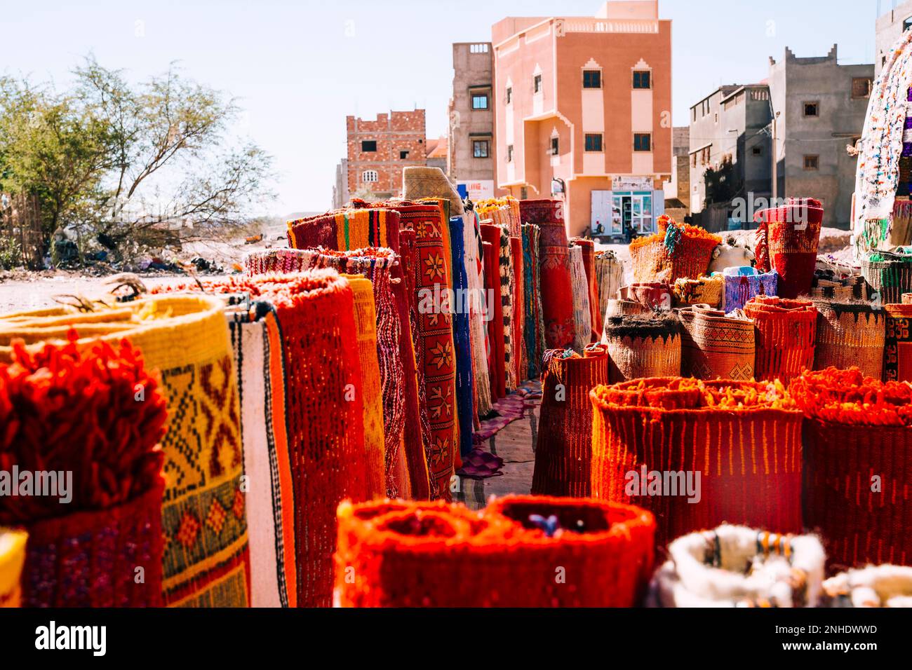 Teppichmarkt marrakesch. Hochauflösendes Foto Stockfoto