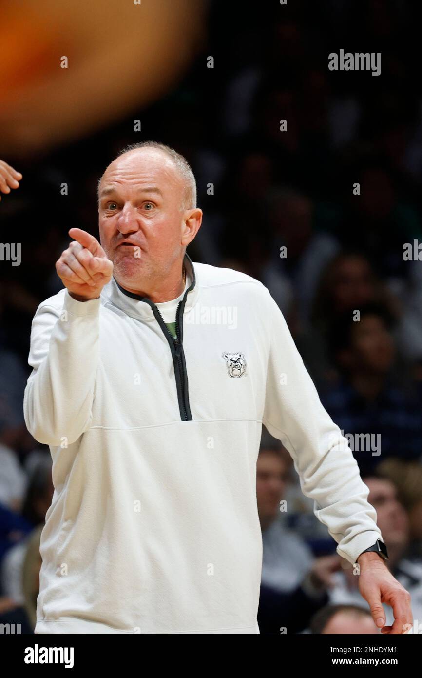 INDIANAPOLIS, IN - JANUARY 13: Butler Bulldogs coach Thad Matta coaches on the sidelines against the Villanova Wildcats on January 13, 2023, at Hinkle Fieldhouse at Indianapolis, Indiana. (Photo by Brian Spurlock/Icon Sportswire) (Icon Sportswire via AP Images) Stockfoto