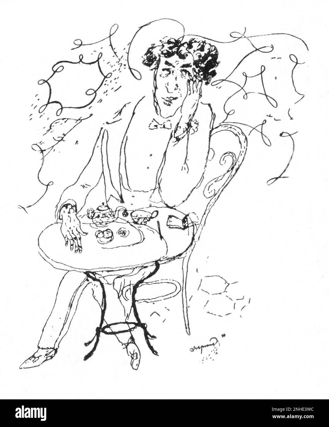 1930 , ITALIEN : der italienische Musikkomponist UND Schriftsteller BRUNO BARILLI ( 1880 - 1952 ) , das Karikaturporträt von Scipione ( 1904 - 1933 ). - MUSICA - COMPOSITORE - CLASSICA - KLASSISCH - SCRITTORE - KRITIK - KRITIKER - LETTERATO - LETTERATURA - LITERATUR - Rituto - Karikatura - die - tè ---- Archivio GBB Stockfoto