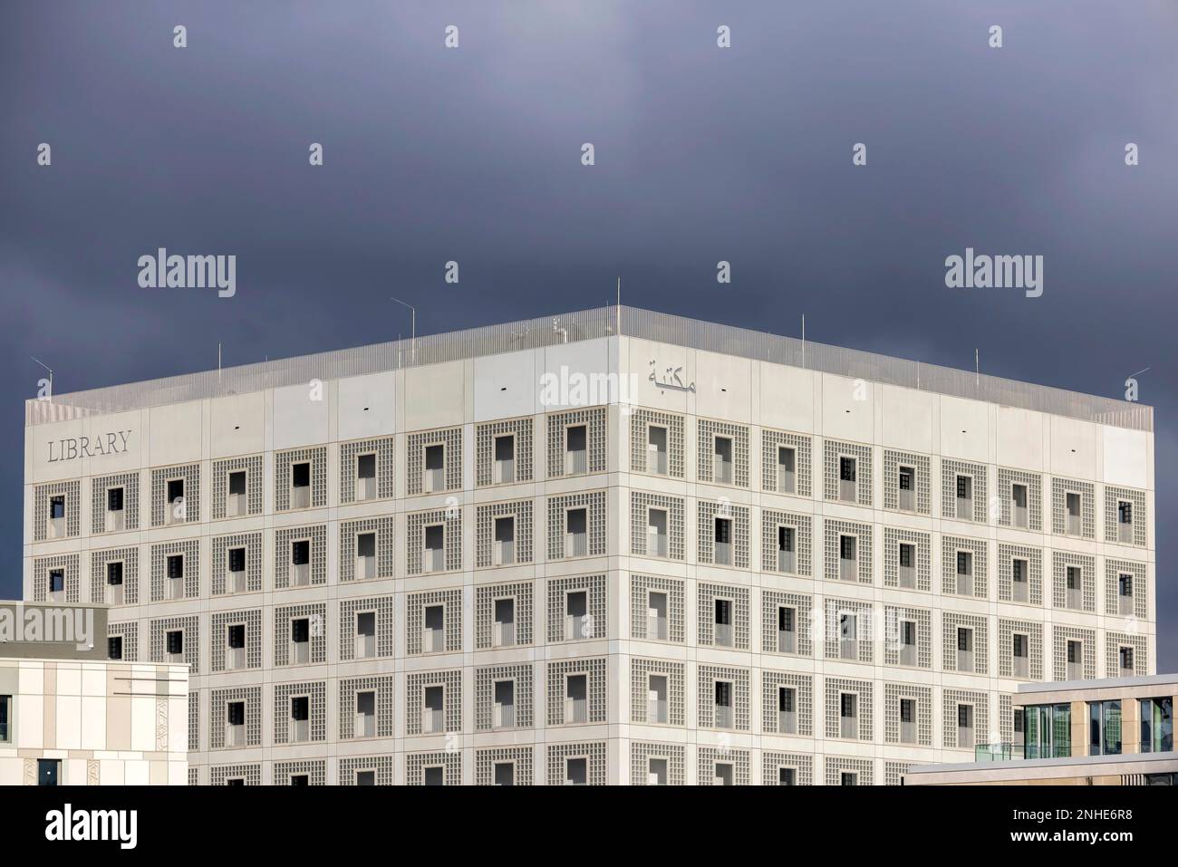 Stuttgarter Stadtbibliothek im Europaviertel, Außenansicht und Fassade, Baden-Württemberg, Deutschland Stockfoto