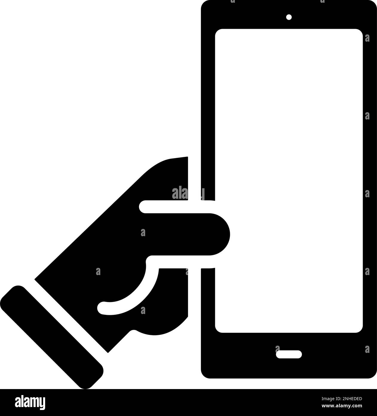 Hand mit einem Smartphone-Symbol. vektordarstellung Stock Vektor