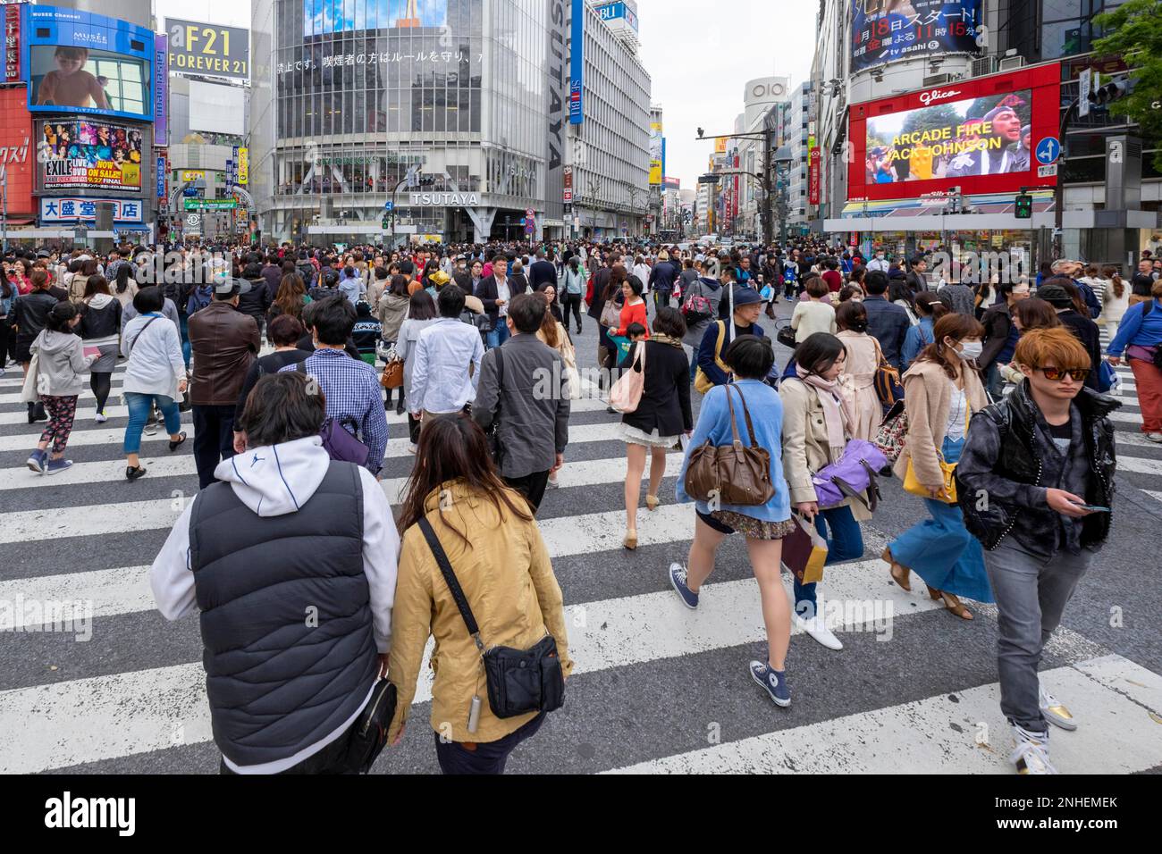 Tokio Japan. Zur Hauptverkehrszeit am Shibuya Crossing Stockfoto