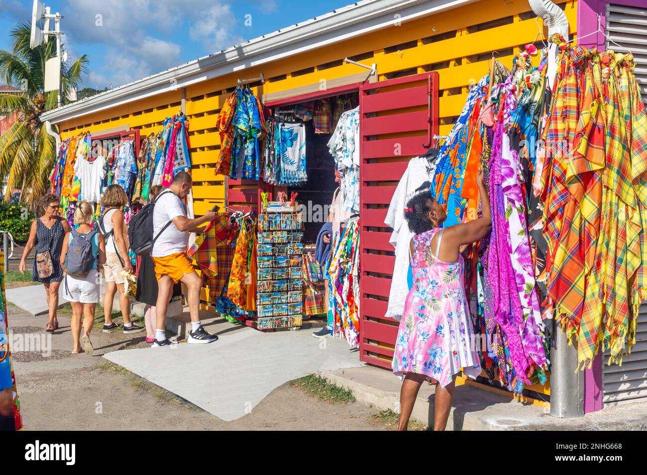 Handwerksstände am Kai, Fort-de-France, Martinique, kleine Antillen, Karibik Stockfoto