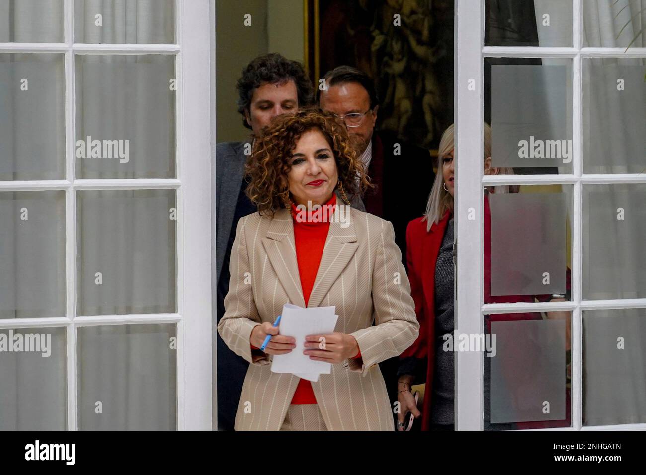 The Minister of Finance and Public Function, María Jesús Montero arrives at the Government Delegation in Andalusia to attend to the media on January 03, 2023 in Seville (Andalusia, Spain) 03 JANUARY 2023 Eduardo Briones / Europa Press 01/03/2023 (Europa Press via AP) Stockfoto