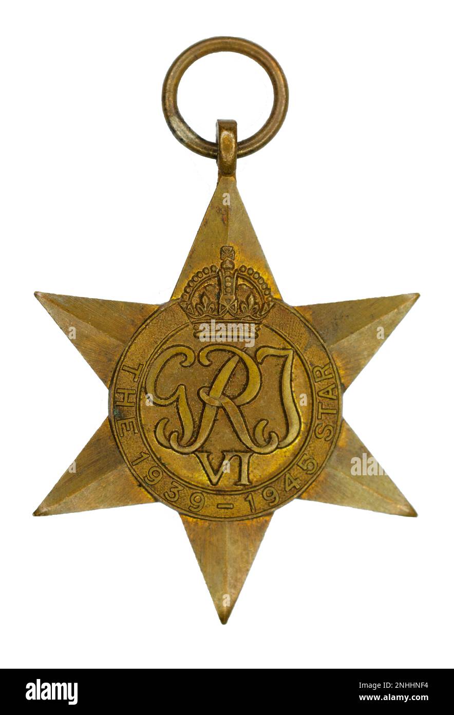 Eine britische Kampagnenmedaille aus dem Zweiten Weltkrieg, Tthe 1939-1945 Star. Stockfoto