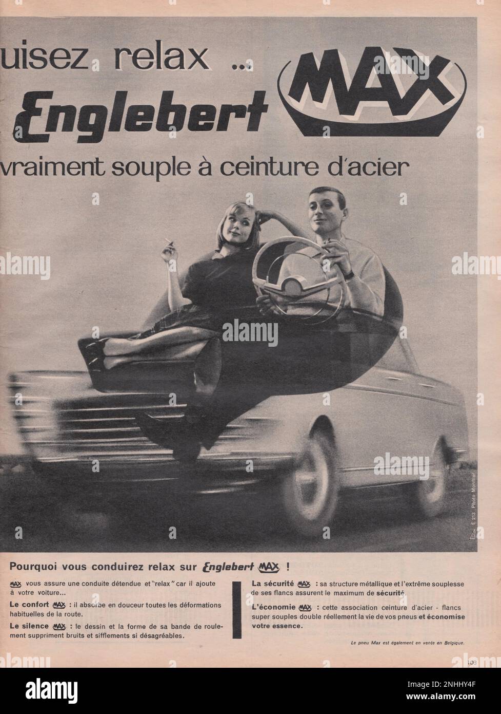 Publicite Advertising Englebert max Magazinwerbung 1960er Stockfoto
