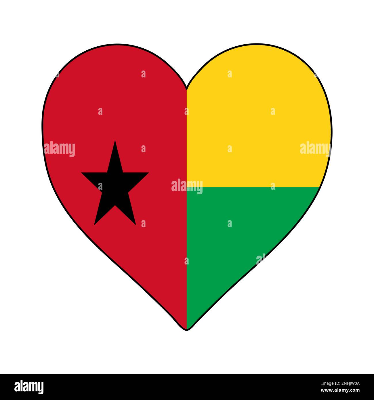 Guinea-Bissau Herzform Flagge. Ich Liebe Guinea-Bissau. Besuchen Sie Guinea-Bissau. Westafrika. Afrikanische Union. Grafische Konstruktion Von Vektordarstellungen. Stock Vektor