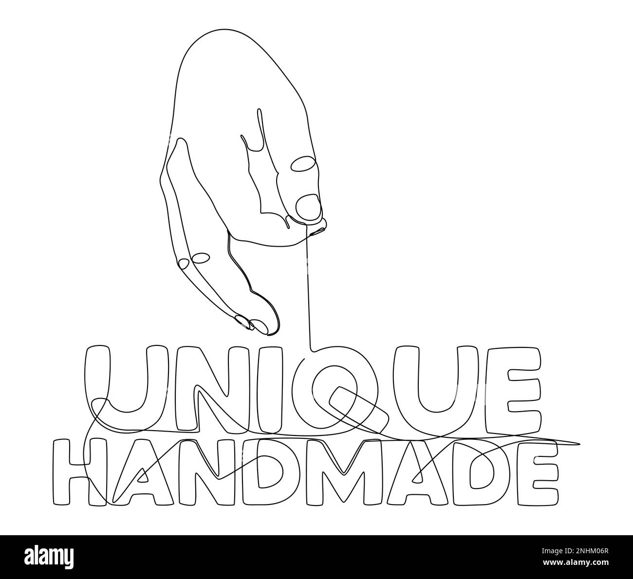 Eine durchgehende Handbewegung mit einzigartigem handgefertigten Wort. Vektorkonzept zur Darstellung dünner Linien. Kontur Zeichnen kreativer Ideen. Stock Vektor