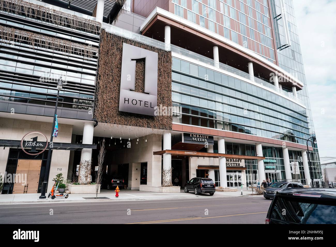 Das 1 Hotel Nashville ist ein nachhaltiges und haustierfreundliches Luxushotel im Stadtzentrum von Nashville, Tennessee Stockfoto