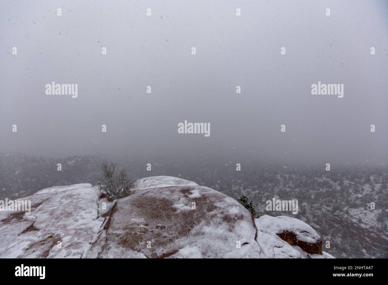 Schnee in Sedona Stockfoto