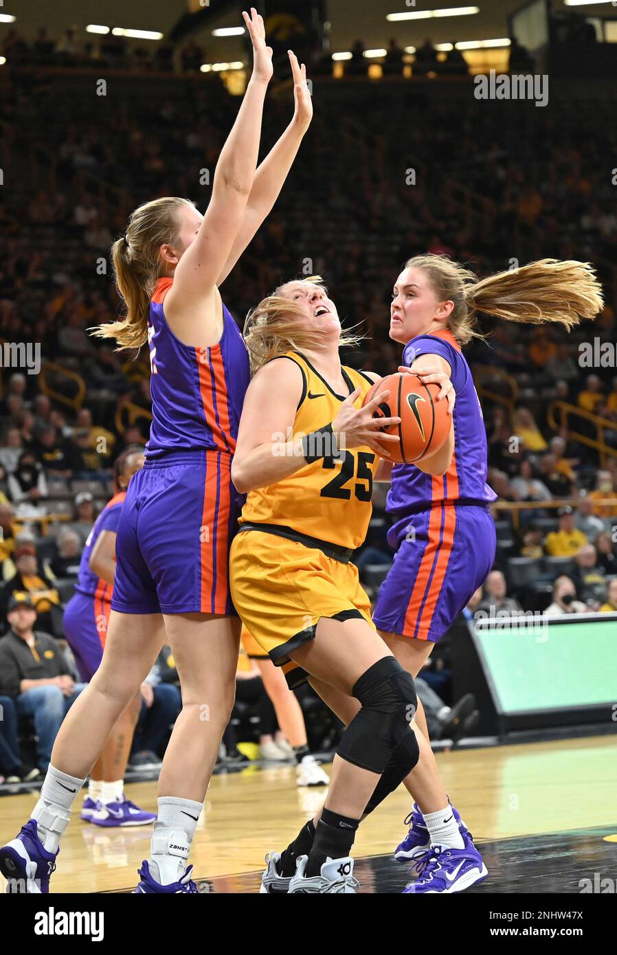 IOWA CITY, IA NOVEMBER 10 Iowa guard Monika Czinano (25) is tightly