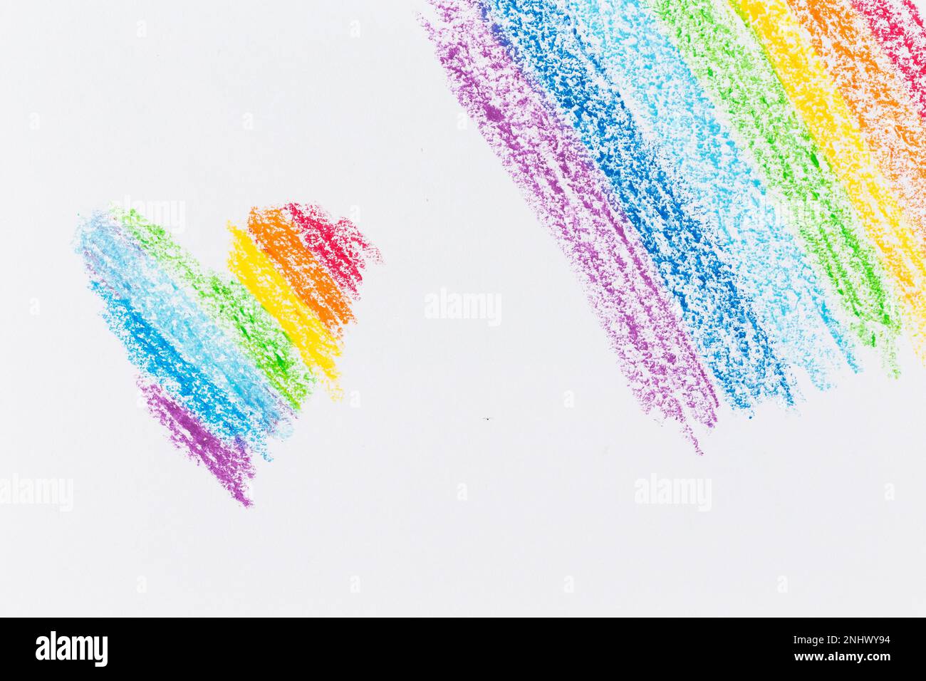 Rainbow Heart Malstift zeichnet Texturfoto für den Hintergrund Stockfoto