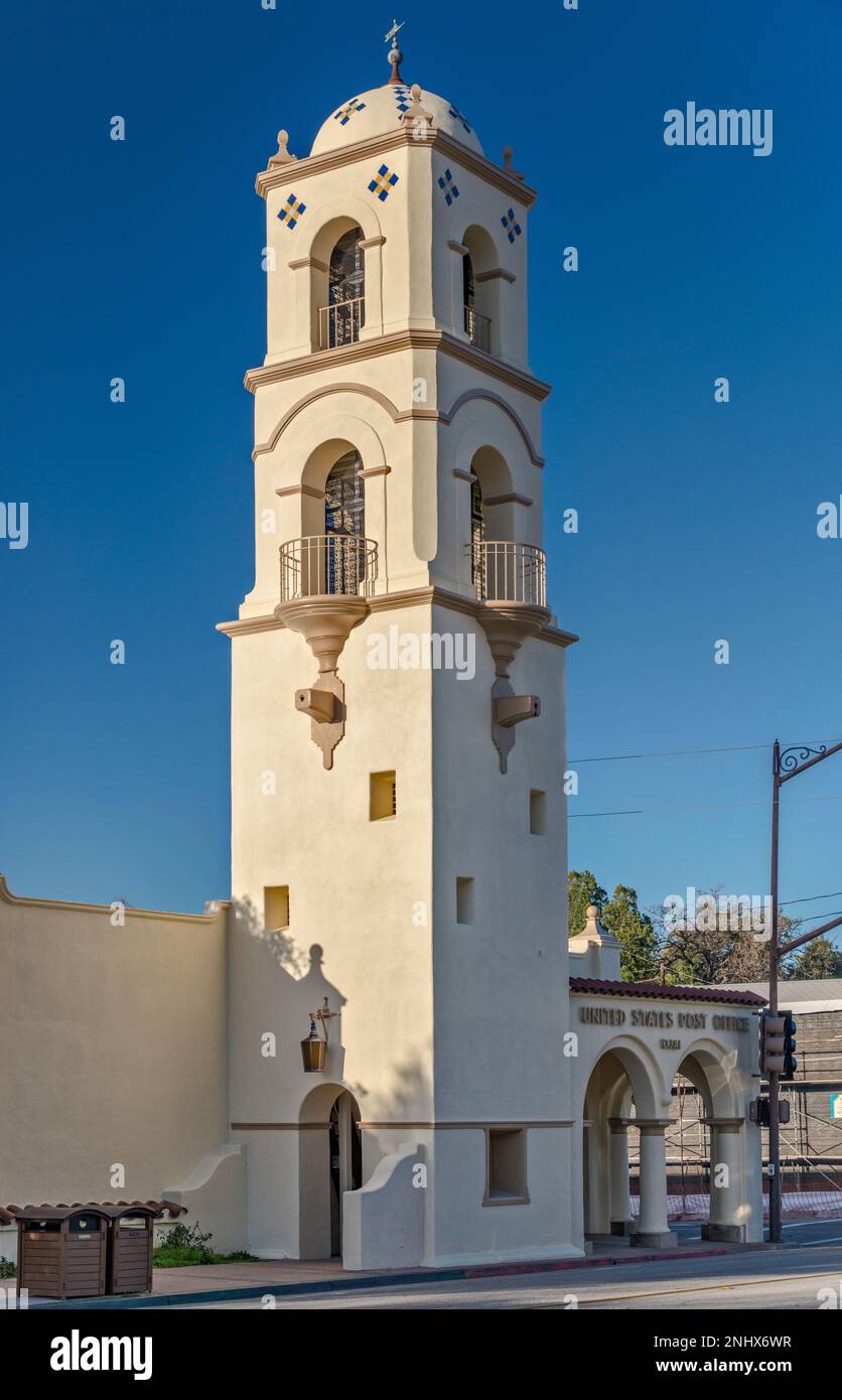 Postamt Tower, 1917, Ojai Avenue, Ojai, Kalifornien, USA Stockfoto