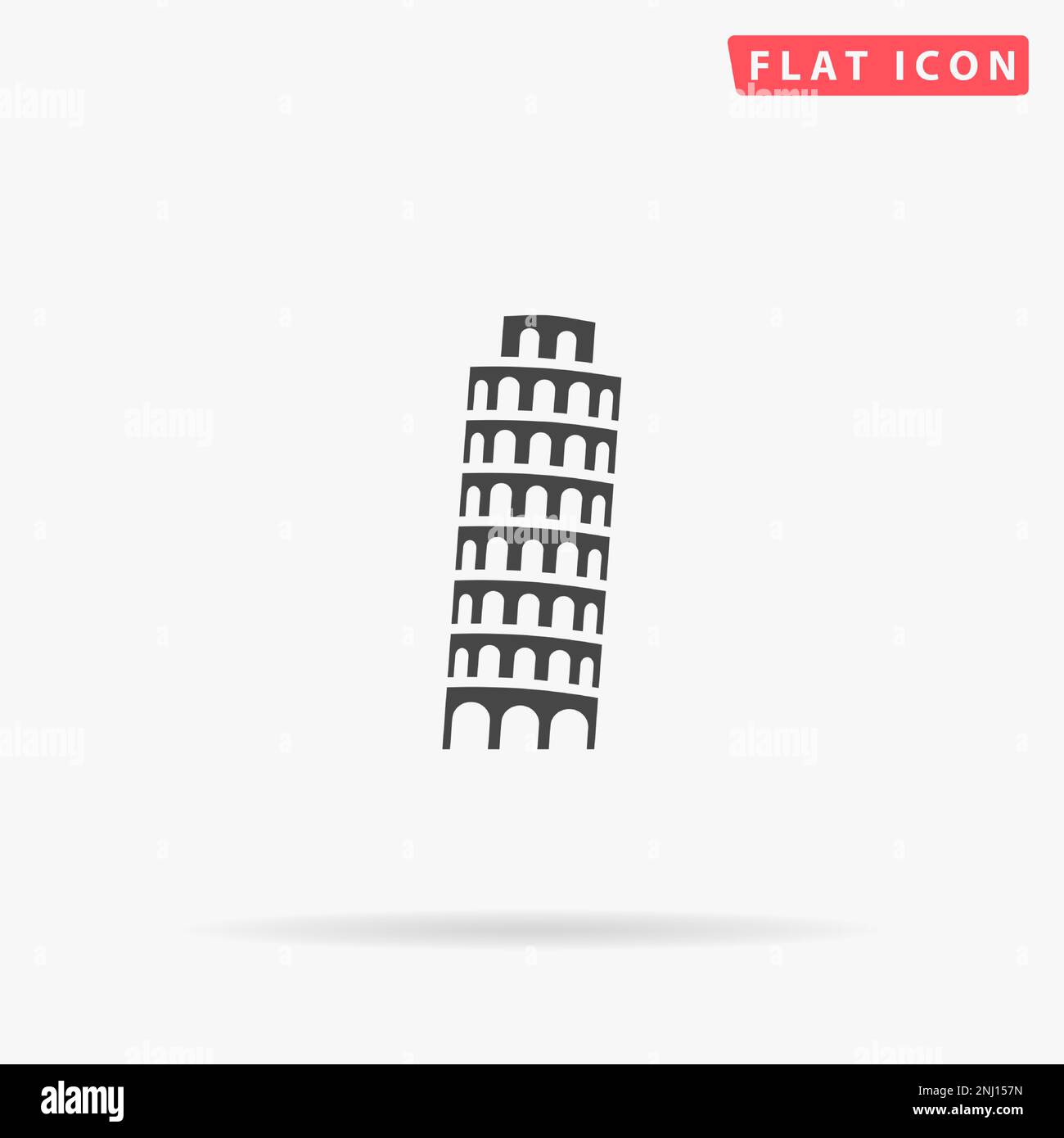 Pisa-Turm Flachvektorsymbol. Handgezeichnete Designabbildungen. Stock Vektor