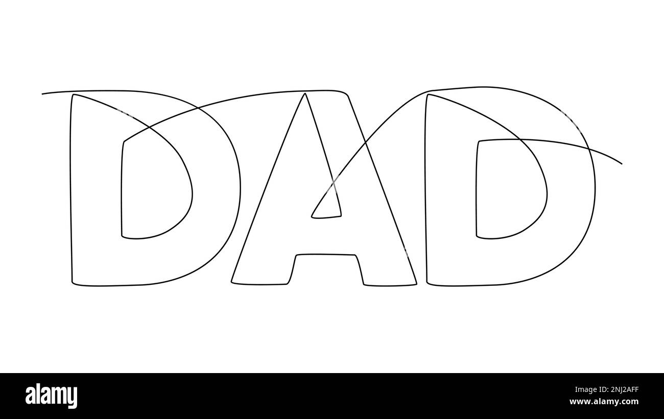 Eine durchgehende Zeile mit Dad-Wort. Vektorkonzept zur Darstellung dünner Linien. Kontur Zeichnen kreativer Ideen. Stock Vektor