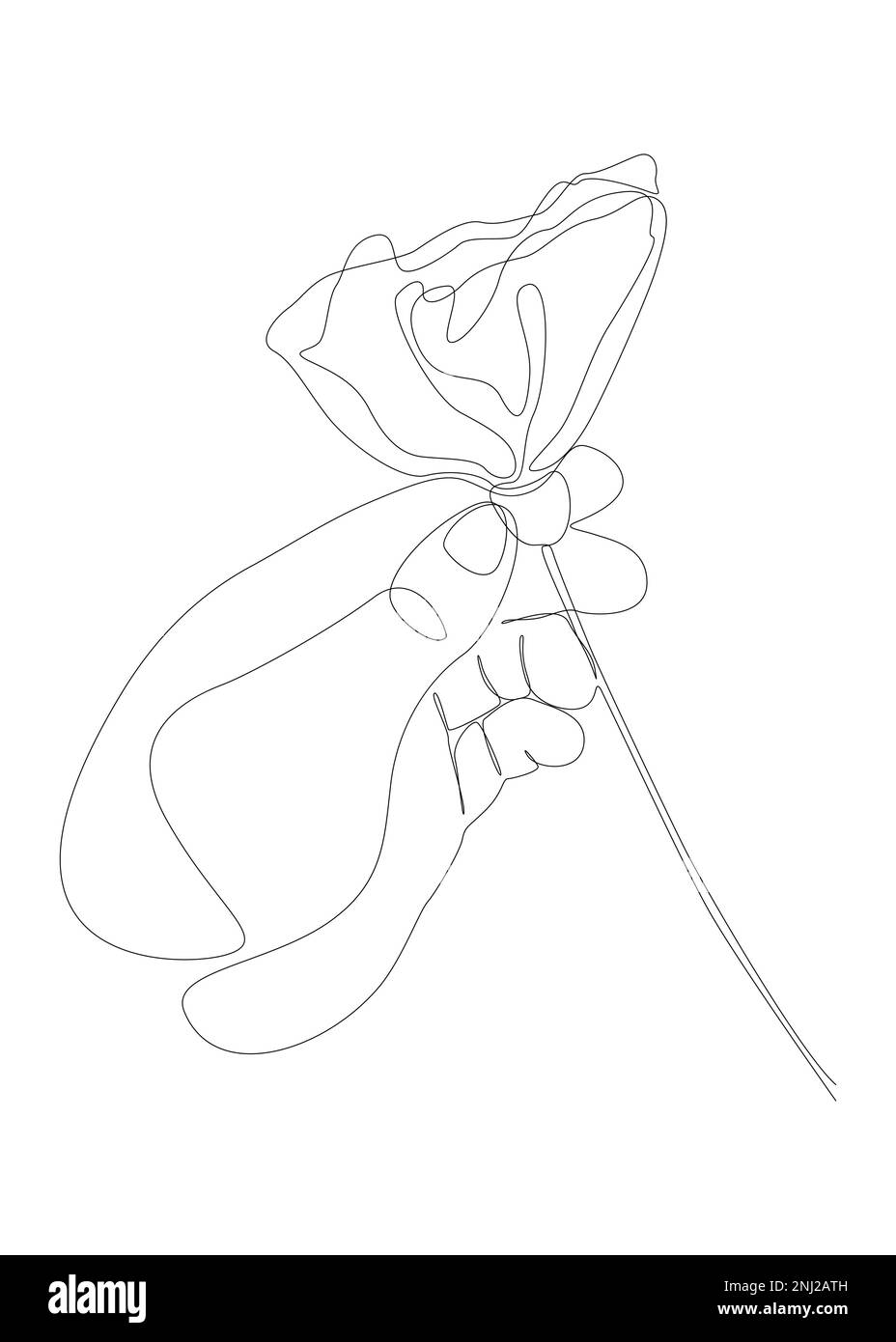 Eine durchgehende Handlinie mit Blume. Vektorkonzept zur Darstellung dünner Linien. Kontur Zeichnen kreativer Ideen. Stock Vektor