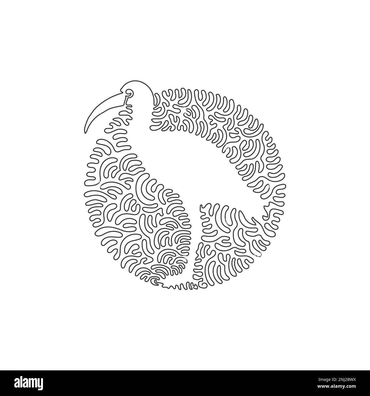 Einfach geschwungene, durchgehende Linienzeichnung süßer Ibisen abstrakter Kunst. Durchgehende Linienzeichnung des Entwurfsvektors zur Darstellung großer Watvögel Stock Vektor