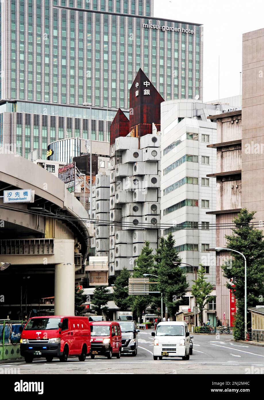 Tokio, Japan - September 2017: Nakagin Capsule Tower Gebäude, 1972 vom japanischen Architekten Kisho Kurokawa in Shimbashi erbaut Stockfoto
