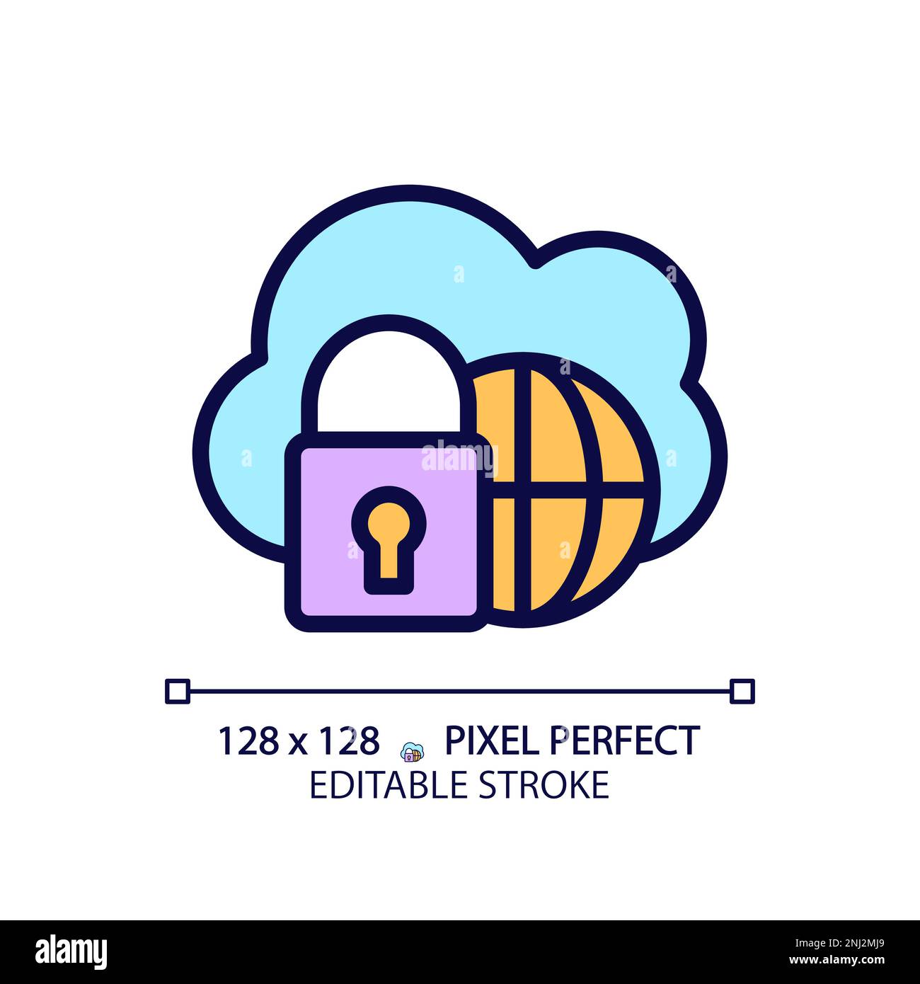 Hybrid Cloud Pixel Perfect RGB-Farbsymbol Stock Vektor