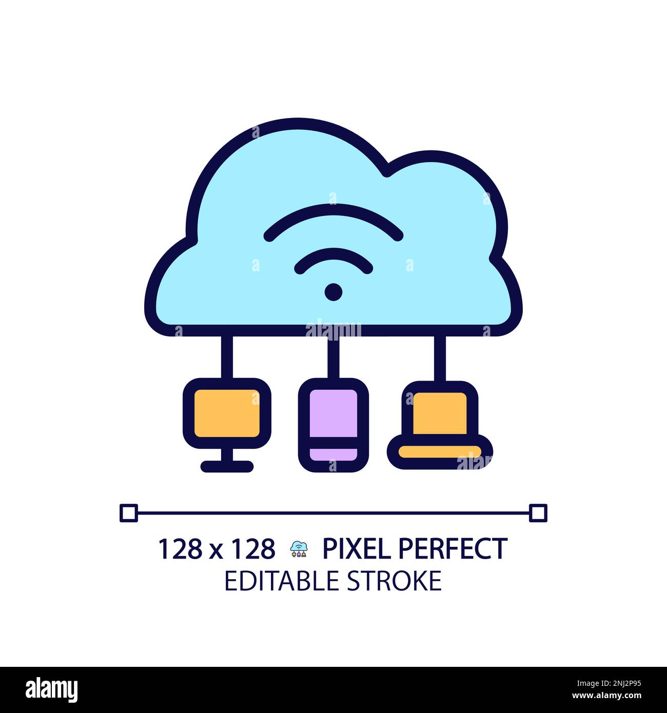 Cloud-basiertes IoT Pixel Perfect RGB-Farbsymbol Stock Vektor