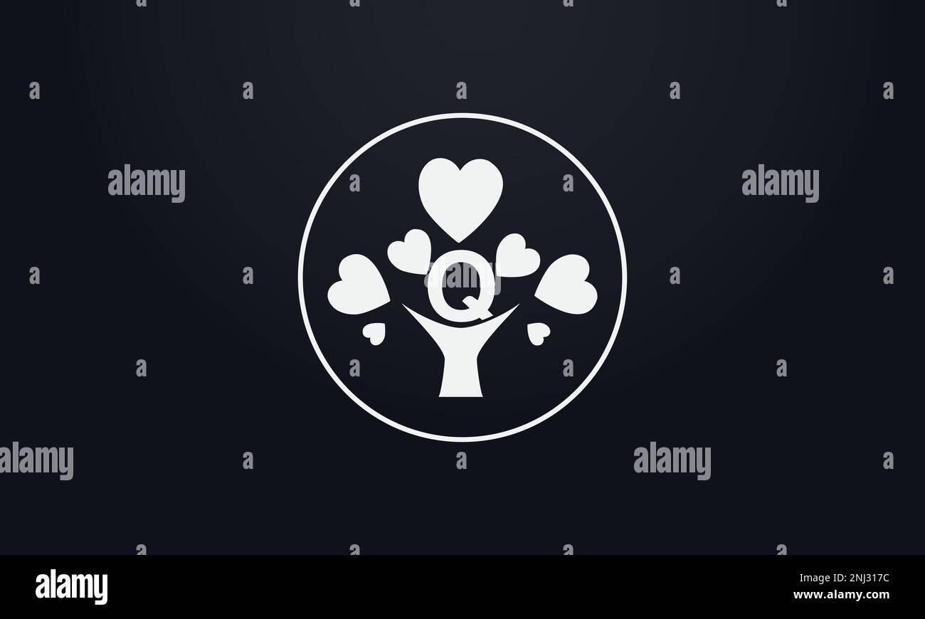 Herz-Zeichen-Baum. Baumkreis mit Herzsymbol. Love Tree Logo Symbol und Happiness Zeichen Symbol Vektor. Healthy Heart Logo und Valentine Love Stock Vektor