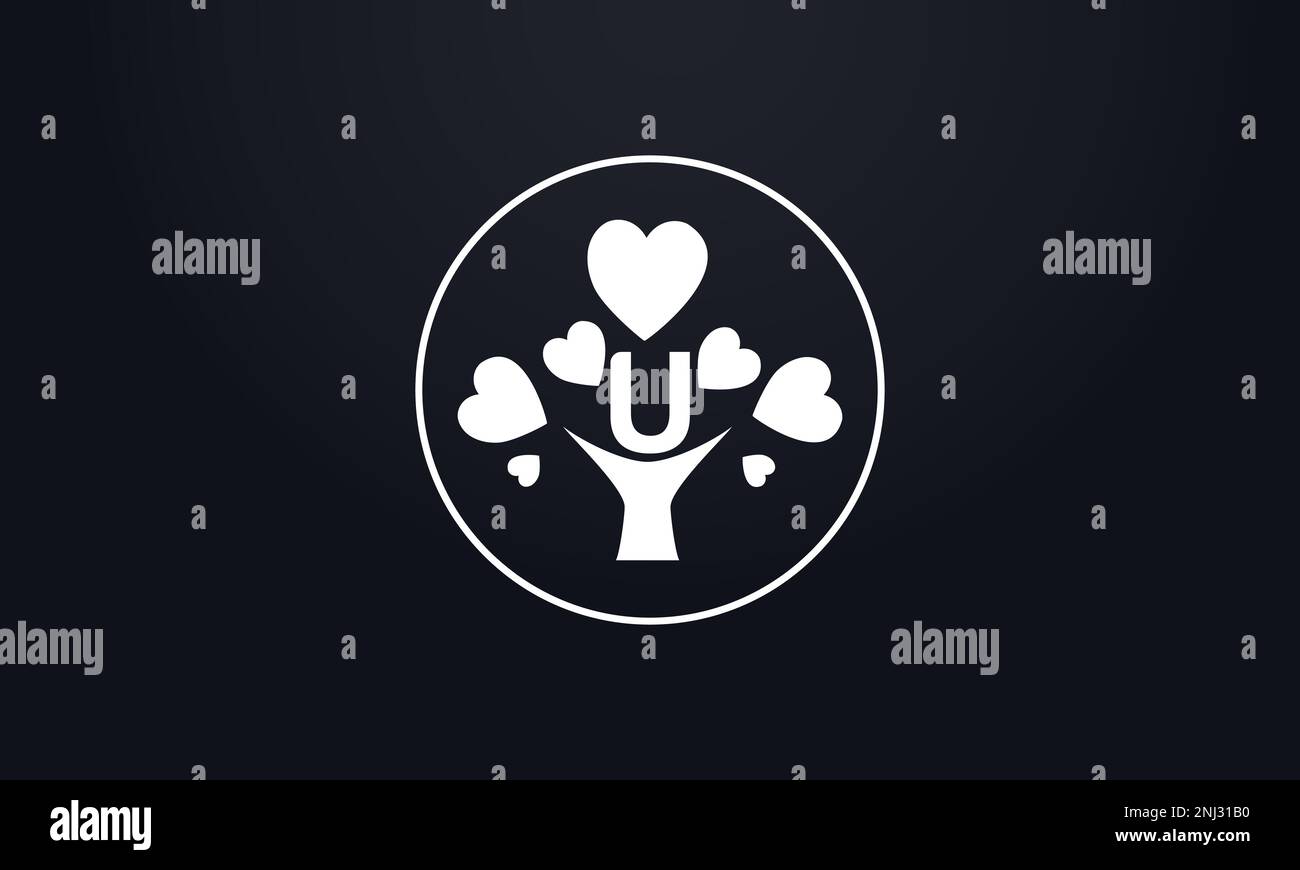 Herz-Zeichen-Baum. Baumkreis mit Herzsymbol. Love Tree Logo Symbol und Happiness Zeichen Symbol Vektor. Healthy Heart Logo und Valentine Love Stock Vektor